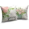 thumbnail image 2 of Pink Rose Garden Pillow Shams 16x16 Spring Summer Floral Decorative Throw Pillow Protectors Set of Vintage Shabby Chic Farmhouse Pillow Covers for Living Room Sofa Couch, 2 of 6