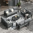 thumbnail image 6 of ECOPATIO Aluminum Patio Furniture Set, 9 Pcs Metal Modern Outdoor Sofa Sets, Outdoor Sectional Patio Conversation Set with Coffee Table for Backyard, Poolside, Dark Grey (Included Waterproof Covers), 6 of 8