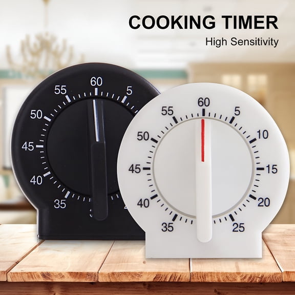 GJX No Battery Required Timer Loud Sound Plastic Wide Usage 60 Minutes Cooking Timer Kitchen Supplies Black
