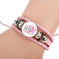 thumbnail image 2 of Bracelet en Cuir Fait Main pour Femmes, Soin Mignon de la Sensibilisation au Cancer, 2 of 3