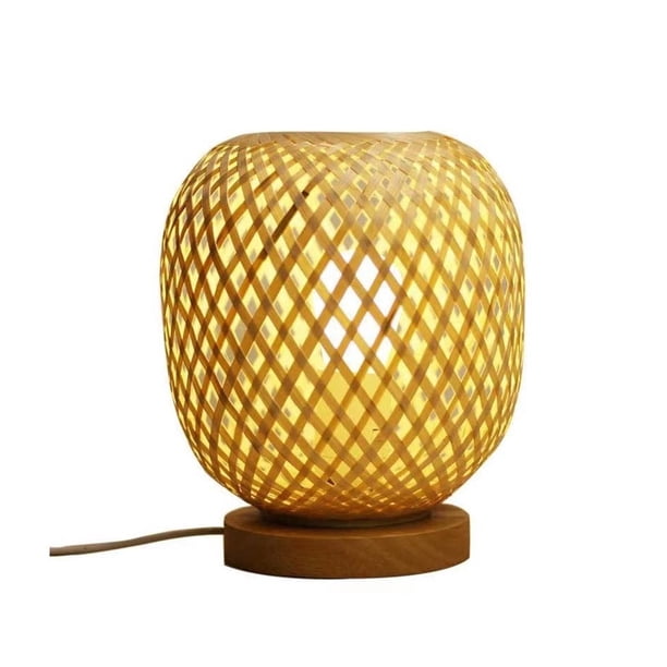 Lámparas de mesa Lámparas de mesita de noche de ratán Lámparas de mesita de noche de tejido de gaviones de bambú Lámparas decorativas de ambiente de habitación de muestra