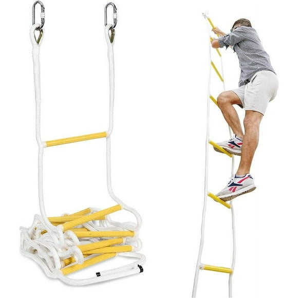 ISOP Échelle en Corde pour Enfants 8 / 16 / 25 Pi Compacte et Portable, Échelles en Corde pour Aire de Jeux – Escalade Suspendue Extérieure et Intérieure avec Crochets à Ressort pour Enfants et Adultes – Multifonctionnelle et Réutilisable
