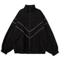 thumbnail image 2 of Reflective Striped Jacket Windbreaker Coat 2024 Men Hip Hop Streetwear Zipper Up Jacket Harajuku Thin Coats Sports Black Blue (W15 Dark Blue,S), 2 of 6