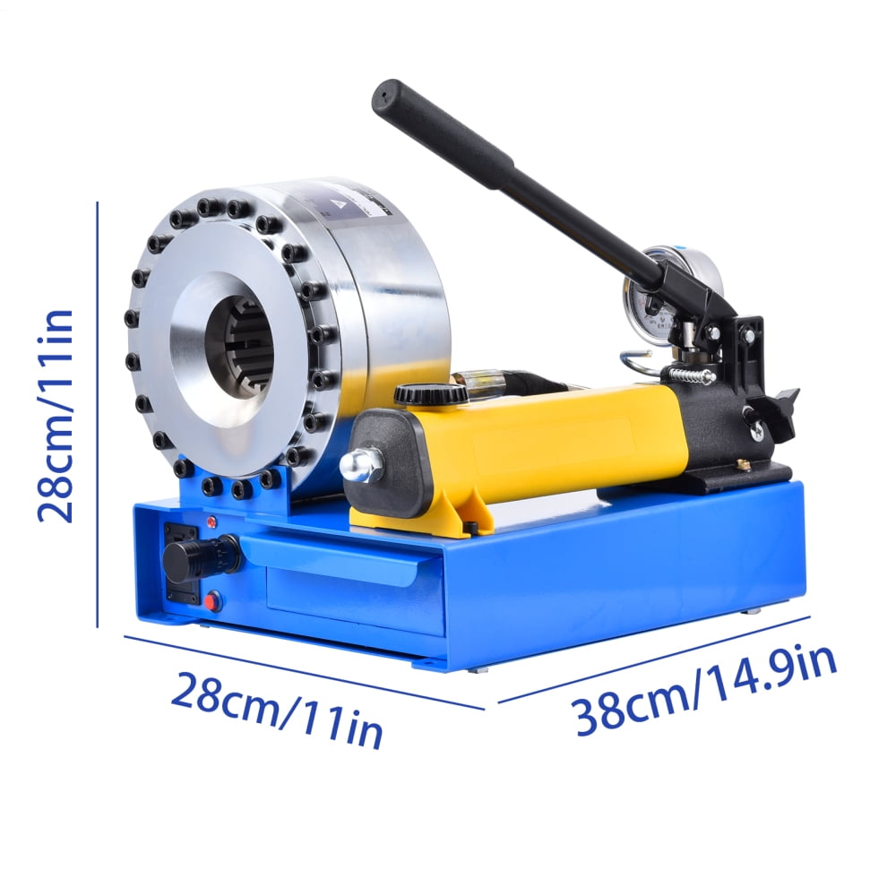 Industrial Hose Crimping Tool, Hydraulic Handheld Crimper with 8 Dies, 0.39"-1.22" Diameter Range for Various Applications