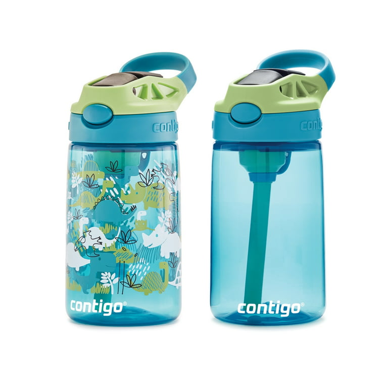  Contigo Aubrey Kids Cleanable Water Bottle with Silicone Straw  and Spill-Proof Lid, Dishwasher Safe, 14oz 2-Pack, Eggplant & Dinos :  Sports & Outdoors