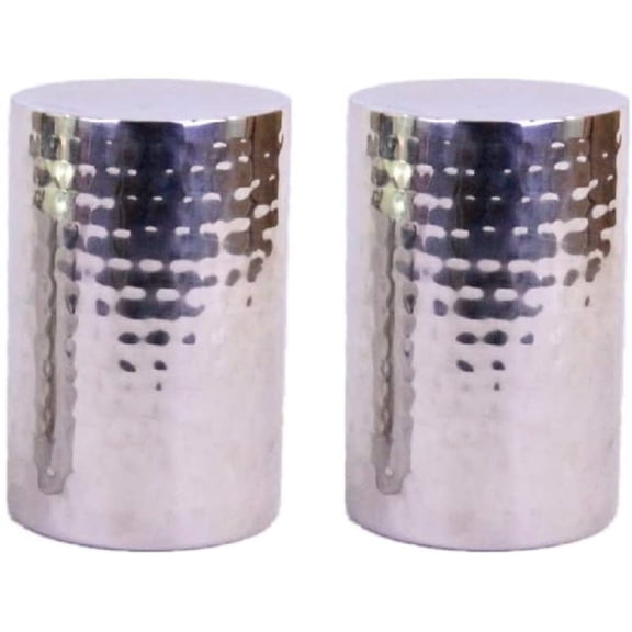 Hosley Set of 2, Silver Nickle Pillar Candle Holders