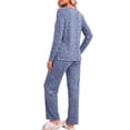 thumbnail image 3 of Fantaslook Plus Size Pajamas for Women Set Side Slits Long Sleeve Sleepwear 2 Piece Lounge Sets with Pockets, 3 of 11
