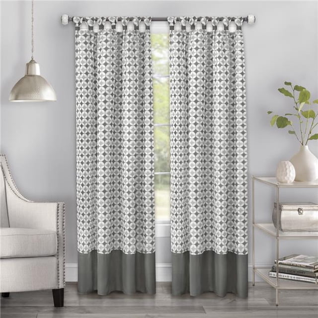 Panneau de Rideau de Fenêtre Callie à Pattes de Manchette - 52 x 84 Po - Gris