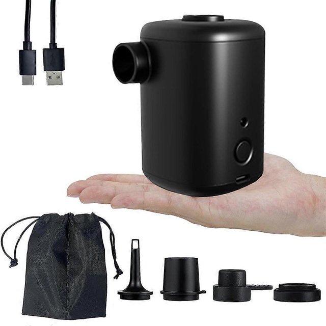 Portable Air Pump, Electric Air Mattress Pump for Inflatables with 3000mAh Battery, Mini Inflator Pump with 4 Nozzles-black_Perfect Gift