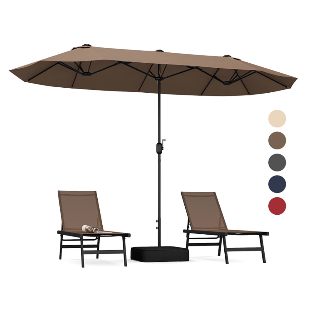 Aimee Lii 13FT Double-sided Patio Twin Table Umbrella with Crank Handle, Outdoor Umbrellas for Patio, Tan