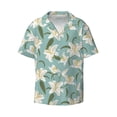 thumbnail image 2 of Lsque Lilies Flowers print Men's Cuban Collar Short Sleeve Shirt Summer Beachwear Casual Button Down Fashionable Vacation Leisure Shirt-XX-Large, 2 of 7