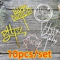thumbnail image 2 of 10 Pcs Acrylic Happy Birthday Cake Topper Pink Gold Silver Acrylic Kids Men Women Cake Decorations for Baby Shower Gift Supplies, 2 of 10