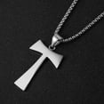 thumbnail image 4 of HZMAN Christian Tau Tao Cross Franciscan Stainless Steel Pendant Necklacee 22+2 Inch, 3 Colors, 4 of 6