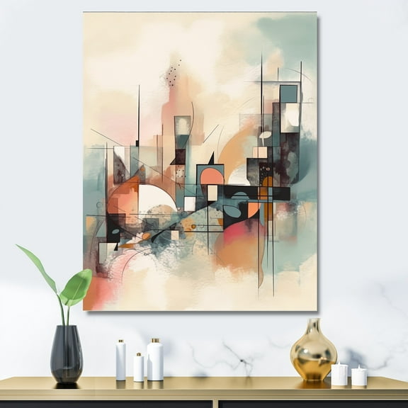 DESIGN ART Designart "Explorations In Serenity I" Modern Geometric Canvas Wall Art 24 in. wide x 32 in. high
