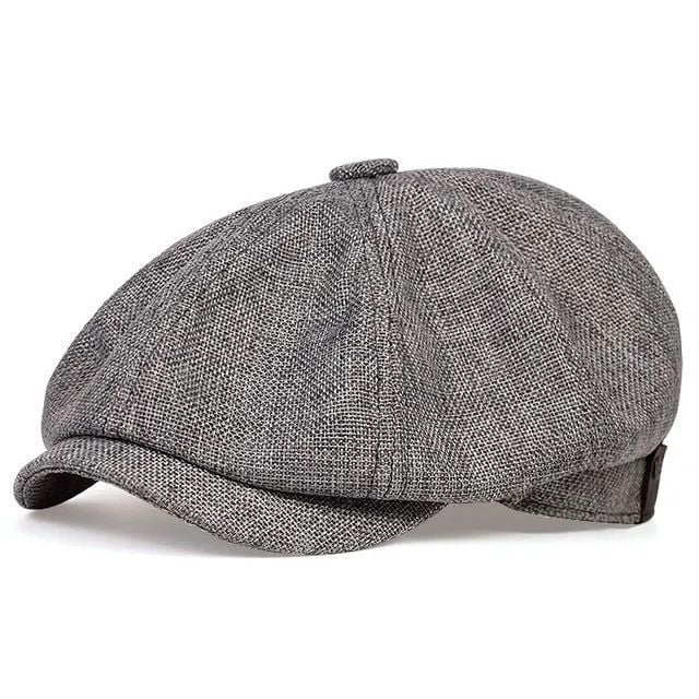 Gorra octogonal para hombre, de lino fino, transpirable, para primavera y verano, boina informal retro para hombre, gorra de pintor para hombre y mujer