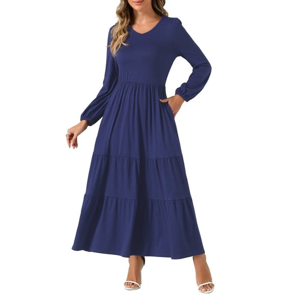 DARING DIVA Crew Neck Long Sleeve High Waist Dress XS Dark Blue