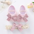 thumbnail image 2 of Esho Newborn Baby Girls Shoes with Headband, Infant Bowknot Crib Cute Party Dress Shoes 0-12M, 2 of 7