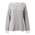 thumbnail image 6 of Fiaer.Womens Long Sleeve Going out Tops.Plus Size Casual Crew Neck Tshirts for Women.Ladies Loose Fit Trendy Color Blocking Classic T Shirts Grey XL, 6 of 6