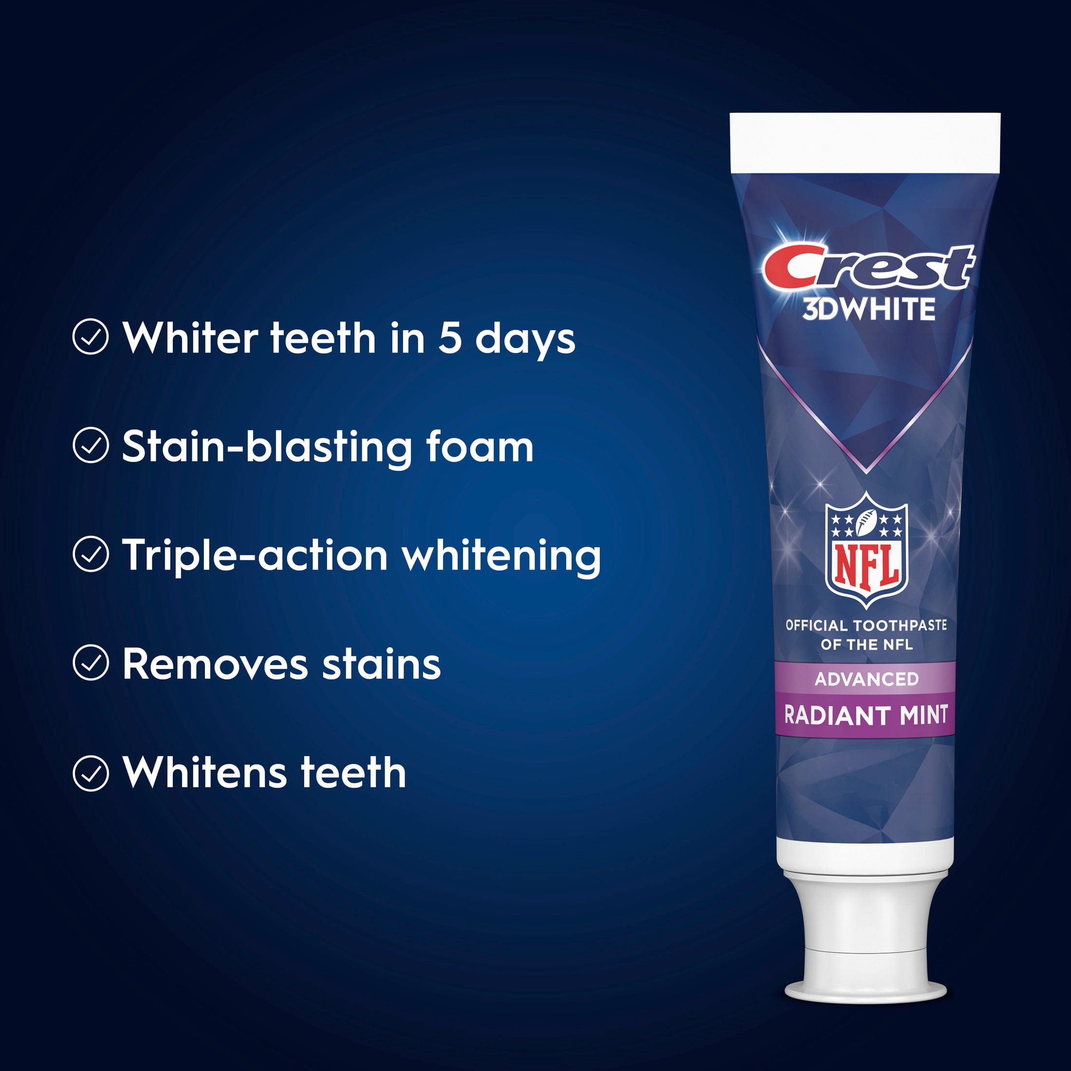 Crest 3DWhite Special NFL Edition, Toothpaste for Advanced Teeth Whitening, 3.3 oz, Pack of 2