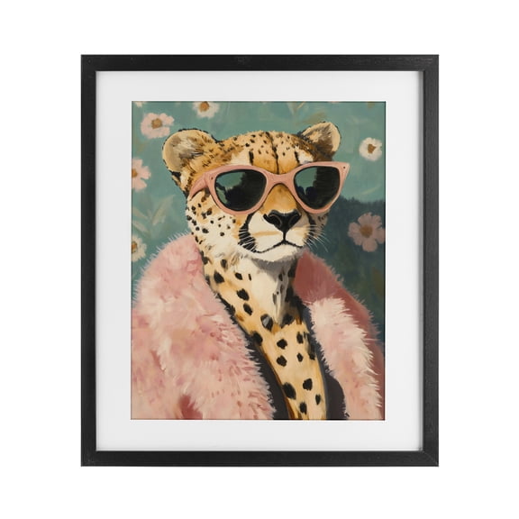 Stupell Industries Glam Cheetah in Pink Fur Black Framed Print Under Glass, design by The Prints Vibe