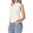 thumbnail image 4 of INSPIRE CHIC Sleeveless Mock Neck Tank Top for Women Textured Summer Business Casual Outfits Trendy Shirts XL Apricot, 4 of 6