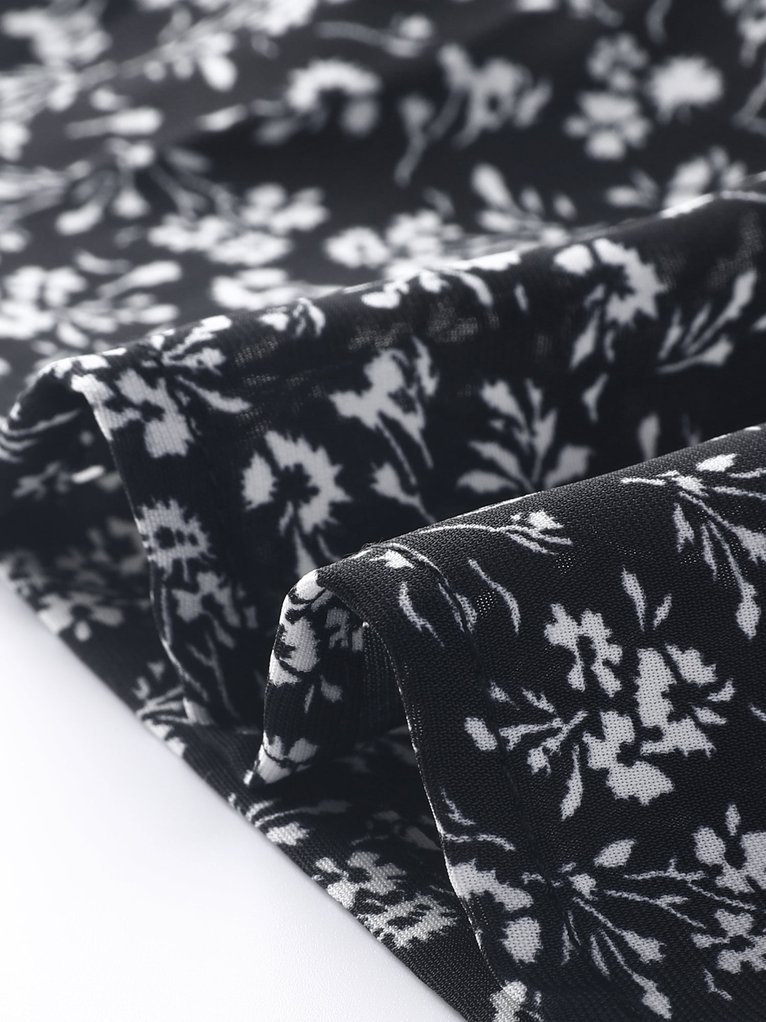 DARING DIVA Plus Size Midi Ruffle Hem Smocked Waist Floral Dress 3X Black White