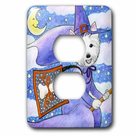 3dRose West Highland Terrier Westie Westie in costume witch Halloween Halloween Westie dog - 2 Plug Outlet Cover (lsp_23301_6)