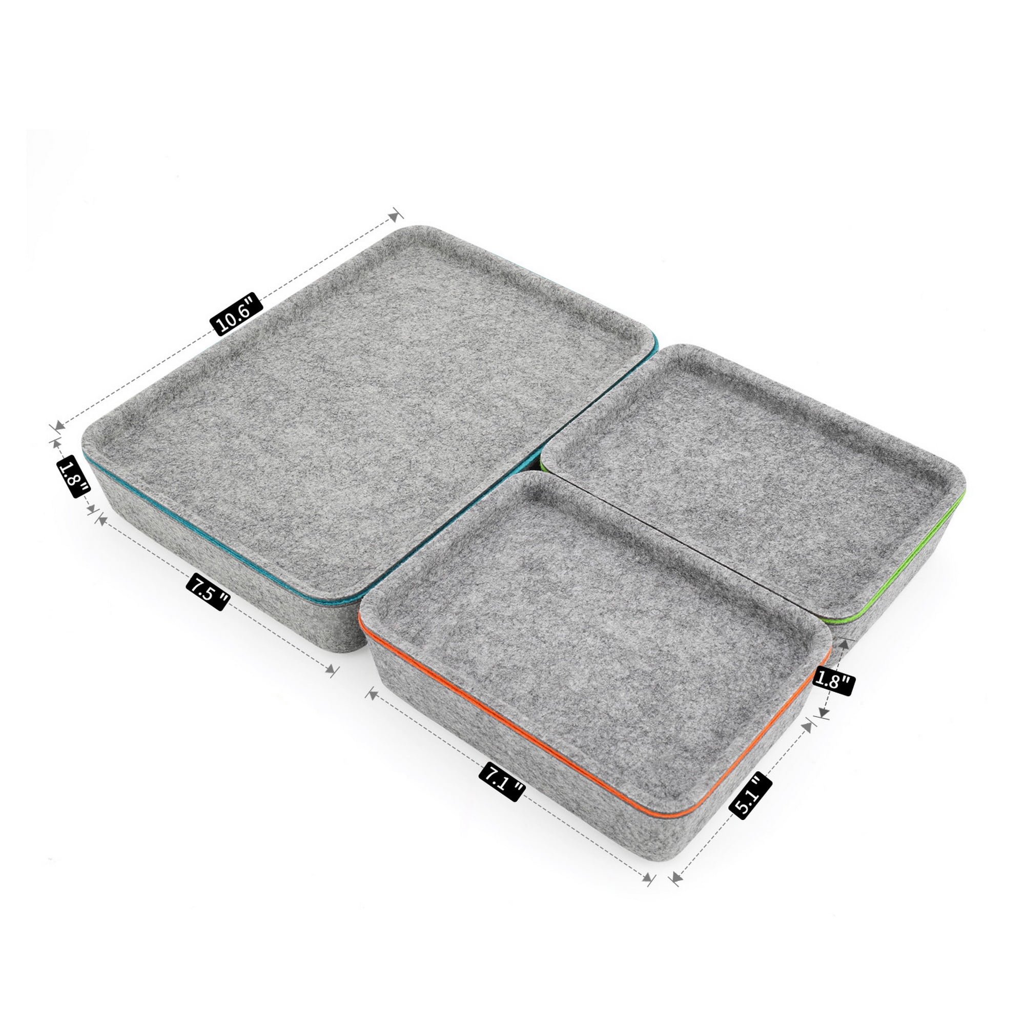 Welaxy Lidded drawer organizer bins home office work desktop storage box with lid for junk makeup stationery organizing 3-pack