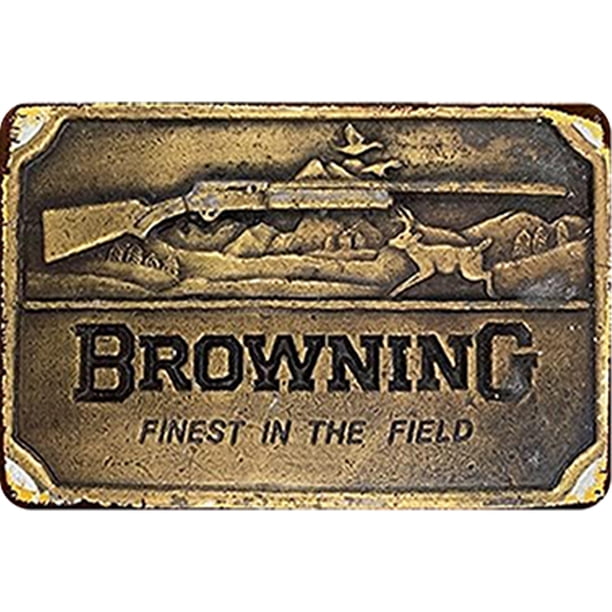 Placa Metal Vintage BROWNING Pintura Hierro Rectangular Arte Pared 40x30cm Cgtredaw