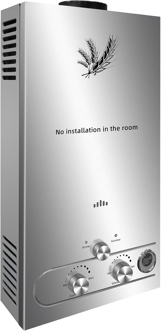 SIHAO Tankless Water Heater 4.3GPM 16L Outdoor Portable Gas Hot Water Heater Instant Propane Water Heater with Digital Display for Camping Trips Boat