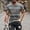 Gray, variant on Fnnxeal Casual Mens Muscle Fit Short Sleeve T-Shirt Wine Distressed Stripe Pattern Soft Polyester Spandex Stretchy Crew Neck,Size M