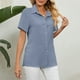 thumbnail image 3 of Camisa de trabajo de manga corta de color puro, informal, con botones y transpirable para mujer, 3 of 7