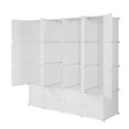 thumbnail image 2 of QXDRAGON  Modular Book Shelf Organizer Units, 16-Cube DIY Plastic Clothes Cubby Closet Cabinets Shelves Organizers with Door, White, 2 of 9
