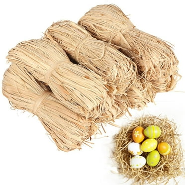 350g Natural Raffia Paper Ribbon, 7 x 50g Natural Raffia Grass Ribbon for Florist Bouquets, Gift Wrapping, Weaving Decorations, Rustic Home Decor(7 Bundles)