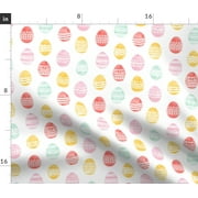 Easter Spring Eggs Watercolor Bunny Little Fabric Printed by Spoonflower BTY
