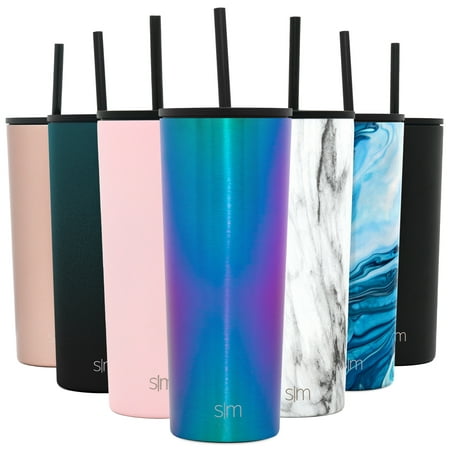 Simple Modern 24 oz Classic Tumbler with Straw & Flip Lid - 18/8 Stainless Steel Water Bottle -Prism