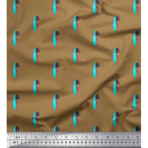 Soimoi Cotton Duck Fabric Beachwear Girl & Surfboard Shirting Print Sewing Fabric Yard 42 Inch Wide