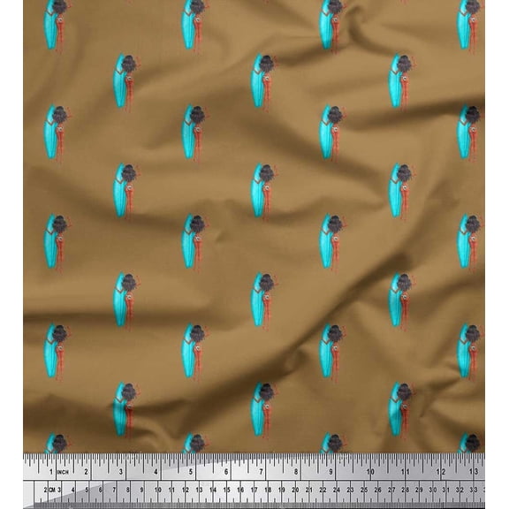 Soimoi Cotton Duck Fabric Beachwear Girl & Surfboard Shirting Print Sewing Fabric Yard 42 Inch Wide