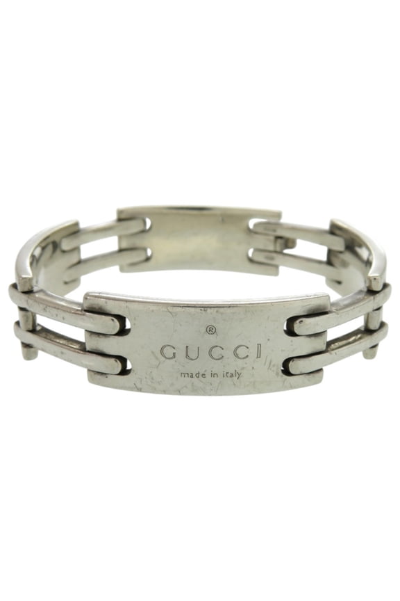 Pre-Owned Gucci logo plate silver 925 bracelet 0520GUCCI (Good)