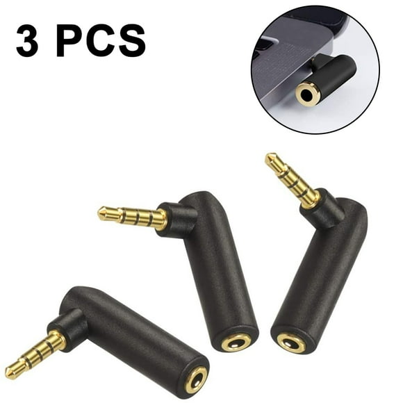 3-Pack Female to Male 3.5mm Headphone Jack Converter for Laptops, Phones & Headsets 90° Right Angle Audio Adapter