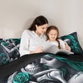 thumbnail image 5 of Castle Fairy Female Men Gothic Skeleton 3 Pieces Queen Comforter Set,Teal Floral Rose Ultra Soft Bedding Sets,Happy Valentine's Day Bedding Comforter Set Breathable,Ultra Soft Home Decor,Reversible, 5 of 8