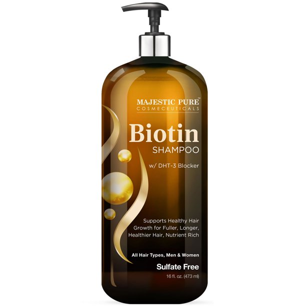Majestic Pure Biotin Shampoo for Hair Growth - Shampoo for Hair Loss - with DHT-3 Blocker - Hydrating & Nourishing - Sulfate Free, for Men & Women - Thin Hair Shampoo - 16 fl oz - Walmart.com