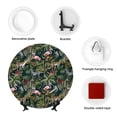 thumbnail image 4 of Yiaed Flamingos And Palm Leaves Print Bone China Decorative Plate Ceramic Dinner Plates Art Crafts with Display Stand-6in, 4 of 6