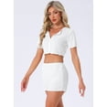 thumbnail image 3 of DARING DIVA Y2K Crop Tops with Shorts Knit Button-Down Pajama Sets S White, 3 of 7