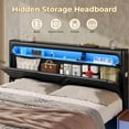 thumbnail image 6 of Afuhokles Floating King Bed Frame with Charging Station and Storage Headboard, Faux Leather Upholstered RGB Bed, PU Black, 6 of 6