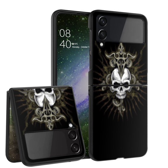 ANJ  Hard Protective Printed Case Cover Compatible with Samsung Galaxy Z Flip 4 - Shadow Skull