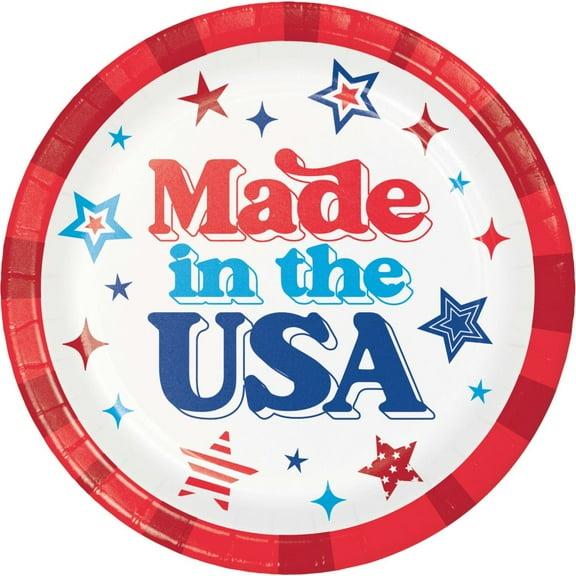 Patriotic Proud Made in the USA 9-inch Paper Plates 8 Per Pack