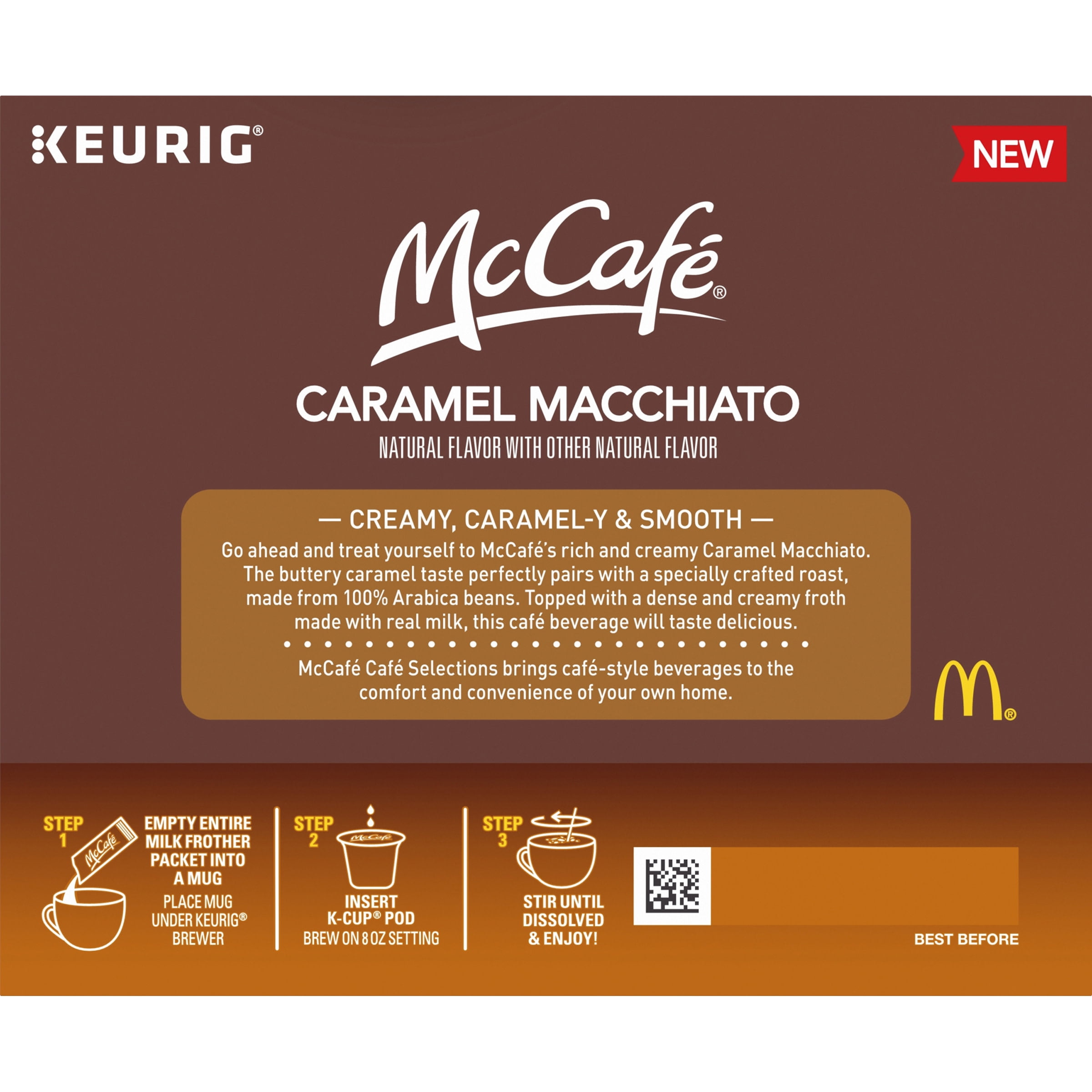 McCafe Cafe Selections Caramel Macchiato Coffee Keurig K Cup Pods & Froth Packets, 12 ct Box