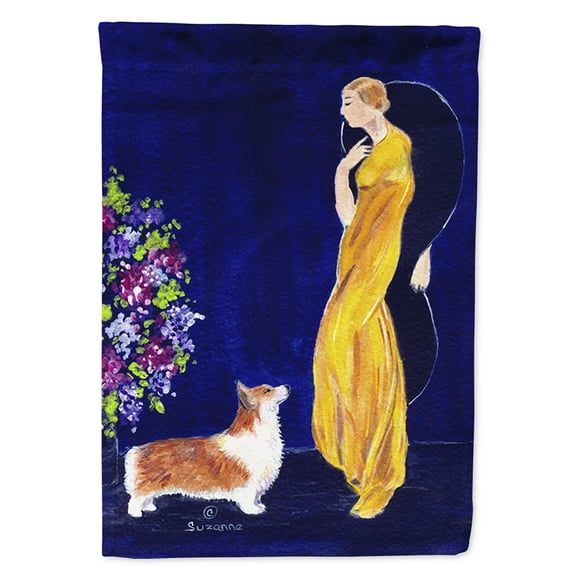 Lady with her Corgi Flag Canvas House Size