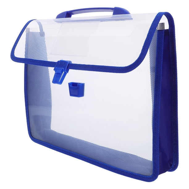 Greenadscape 1Jgo Documentos De Plástico Impermeable Con De Botón Y Asa Portátil Para Oficina Azul
